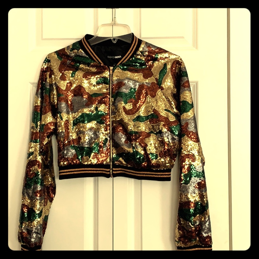 CAMO glitter cropped jacket